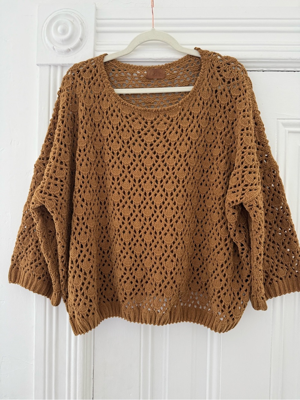 POL Drop Shoulder Loose Knit Chenille Sweater
